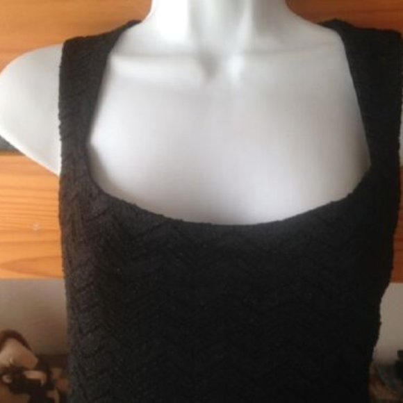 NWT * Sexy BLACK Sparkle COCKTAIL DRESS * TIGHT low neck STRETCH bodycon * sz 1 - Picture 2 of 7